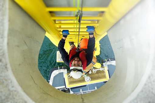 Entrion engineer inspecting offshore equipment