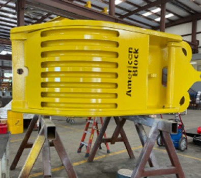 Yellow offshore equipment in the workshop