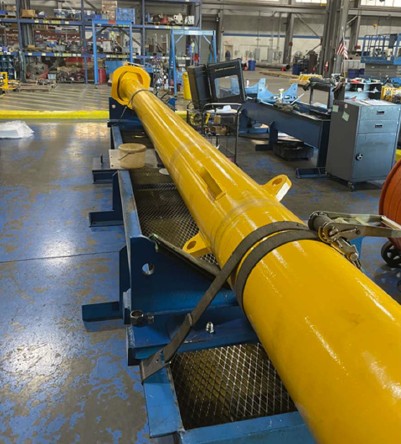 Yellow drilling equipment in fabrication