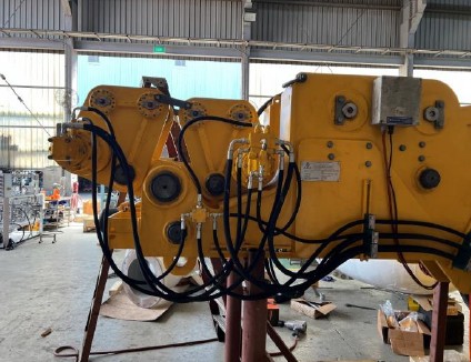 Heavy equipment awaiting factory acceptance testing